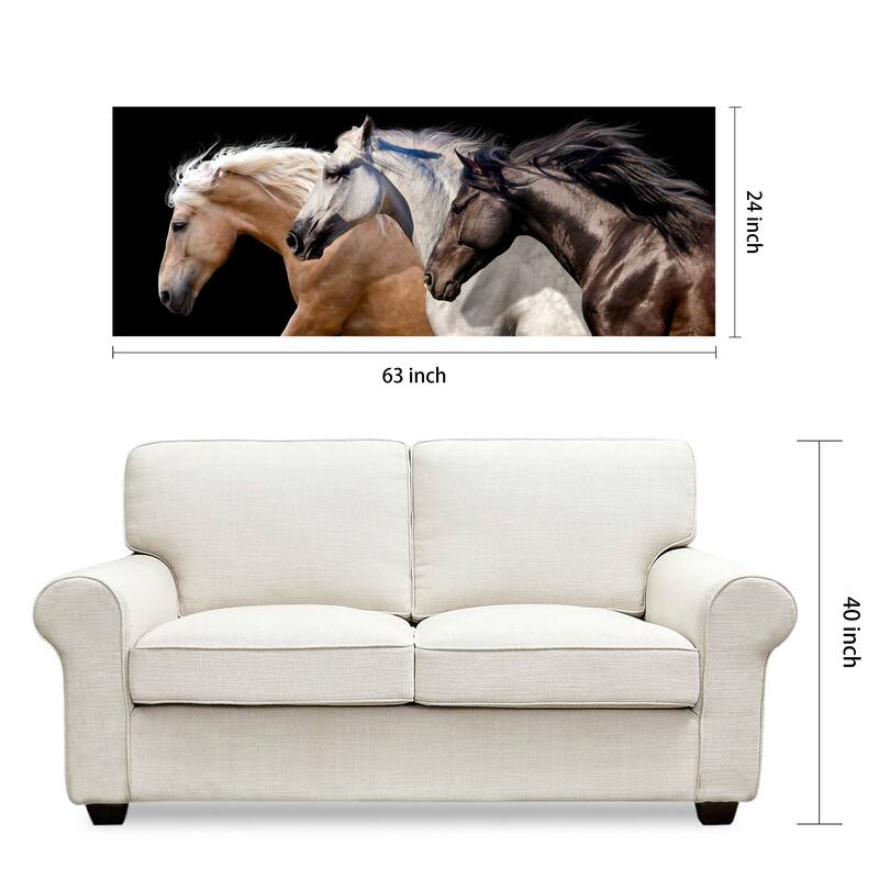 Horses Wall Art on Frameless Free Floating Tempered Glass