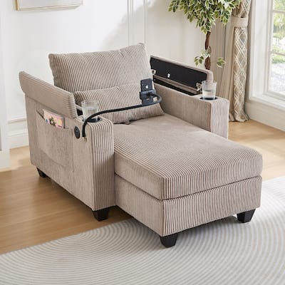 37"x54" Convertible Sofa Bed,Chaise Lounge Sofa with USB Ports