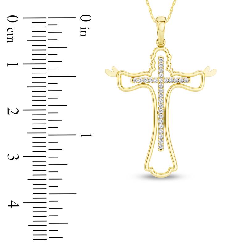 1/10ct TDW Diamond Cross Pendant Necklace in 10K Gold for Women