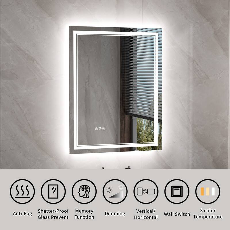 Modland Small Size LED Bathroom Mirror Back & Front Lighted Anti-Fog