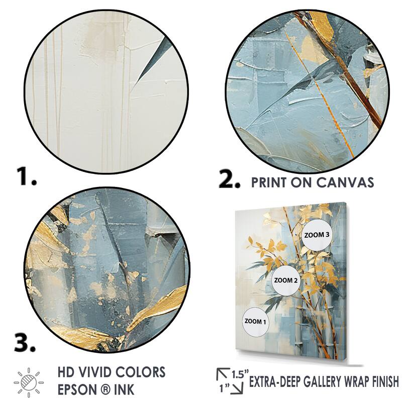 Designart "Gold And Blue Bamboo IV" Bamboo Wall Art