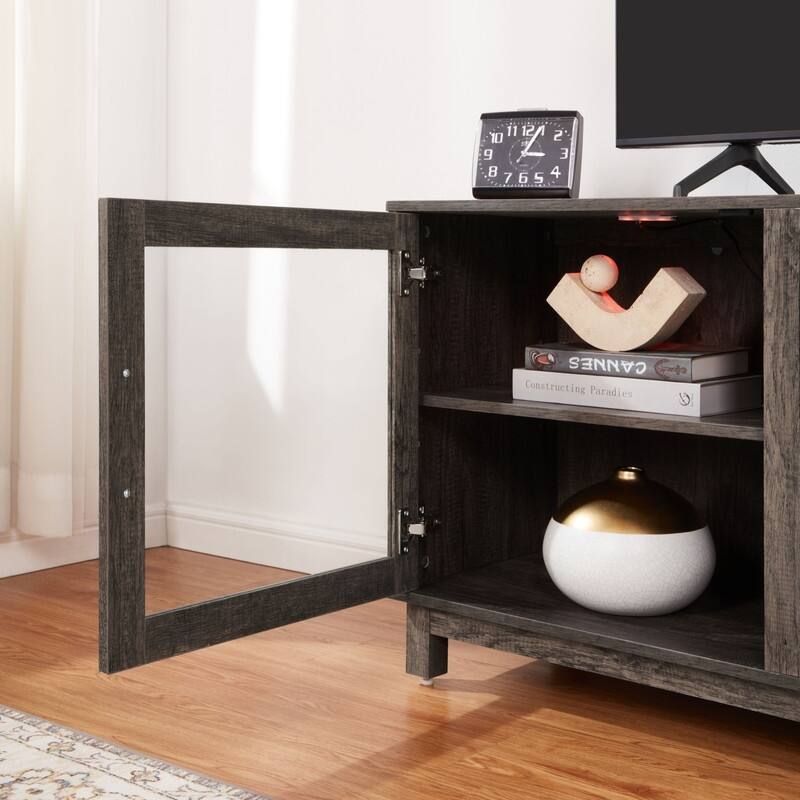Summit 70" Wide White Walnut Finish TV Stand Console with Fireplace and Heater