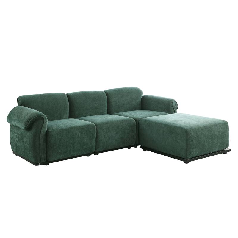 93" 4-Seater Chenille Modular Sofa - Fashionable Sectional with Iron Frame for Living Room