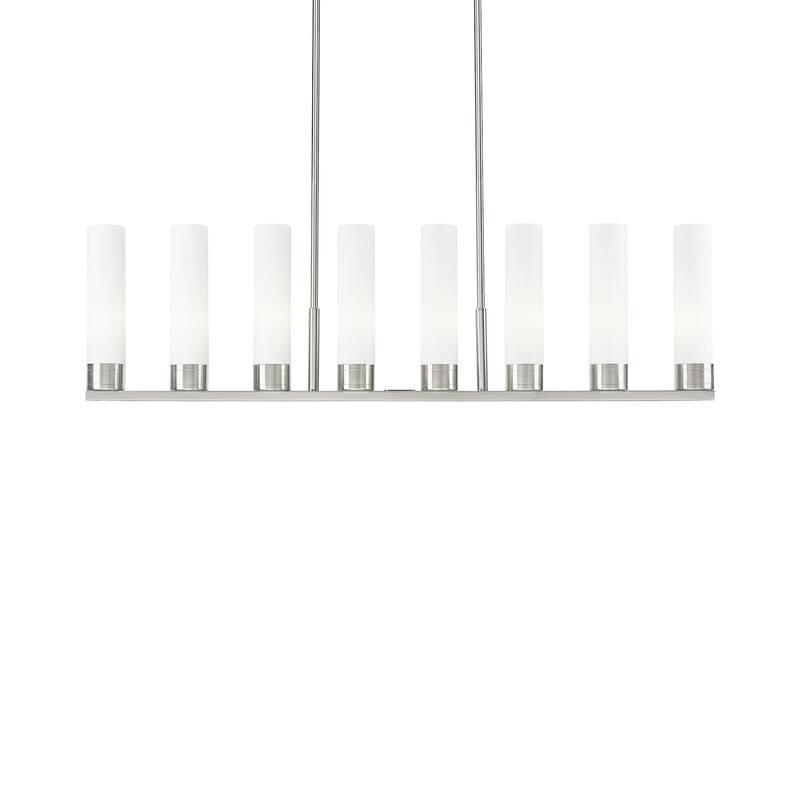 Innovations Lighting 617-8I-14-48 Boreas Linear Boreas 8 Light 48" - Satin Nickel / Striped White