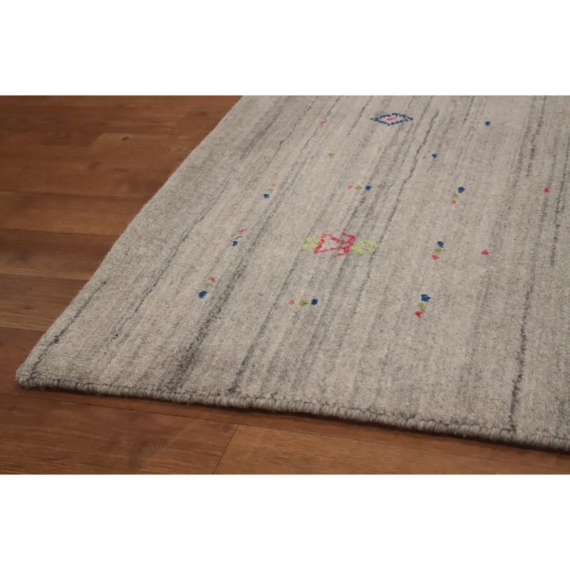 Hand Knotted Oriental Viscose Silk Carpet Tribal Animal Pictorial Greys & Charcoal Gabbeh Area Rug - 11' 10'' X 8' 11''