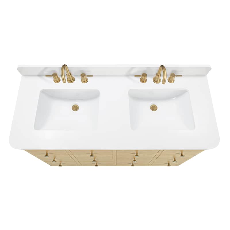 Serena Bathroom Vanity in Light Oak with White Engineered Stone Top
