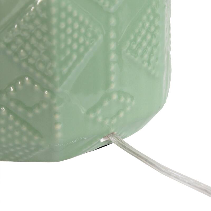 Eyelet Floral Table Lamp with White Drum Shade - 19" - Sage Green