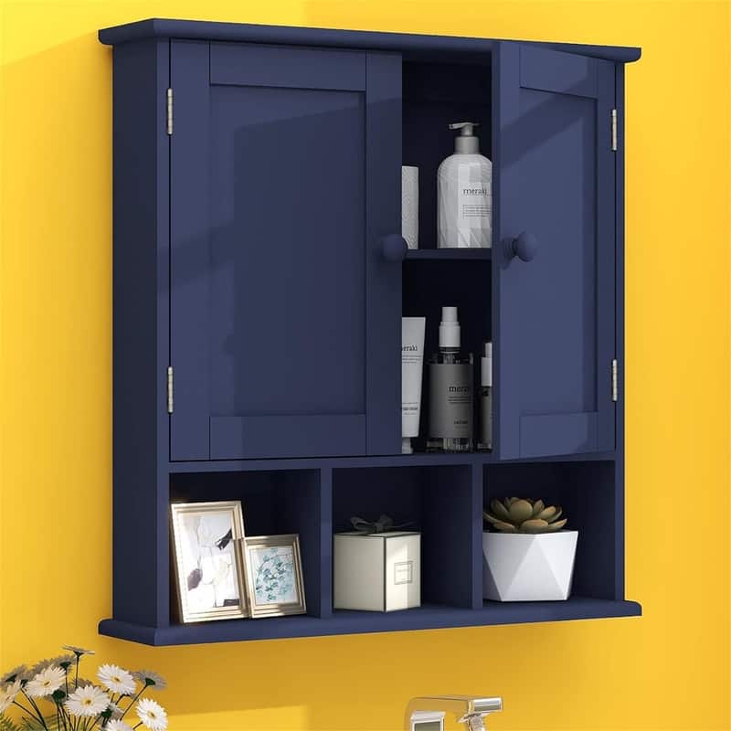 Bathroom Wall Cabinet - 5.1"D x 22"W x 22"H - Blue