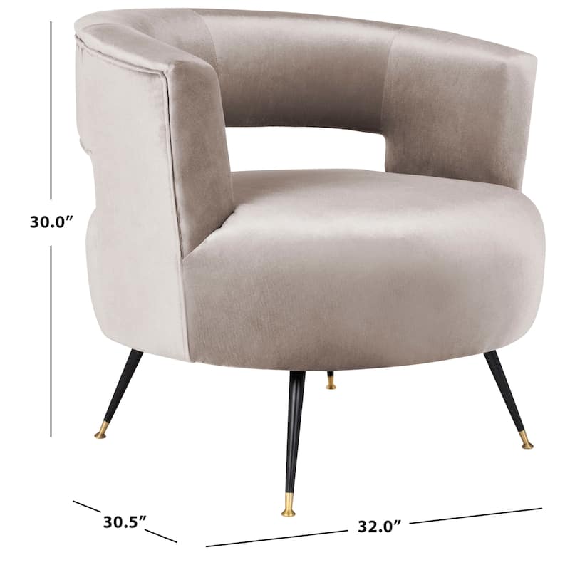 SAFAVIEH Nikki Mid-Century Modern Manet Velvet Hazelwood Club Chair - 32" x 30.5" x 30" - 32Wx31Dx30H