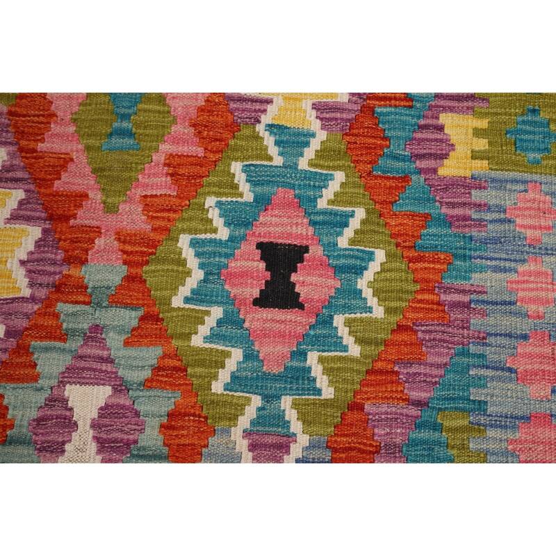 Reversible Kilim Area Rug Hand-Woven Bedroom Wool Carpet - 8'9" x 11'4"
