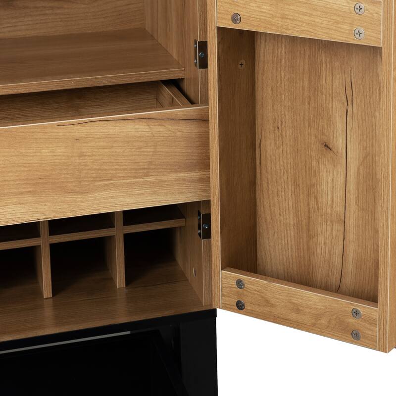 Bar Cabinet,Wine Bar Cabinet,Liquor Credenza,Sideboard with Wine Racks & Stemware Holder,Wine glass holder,Metal handle