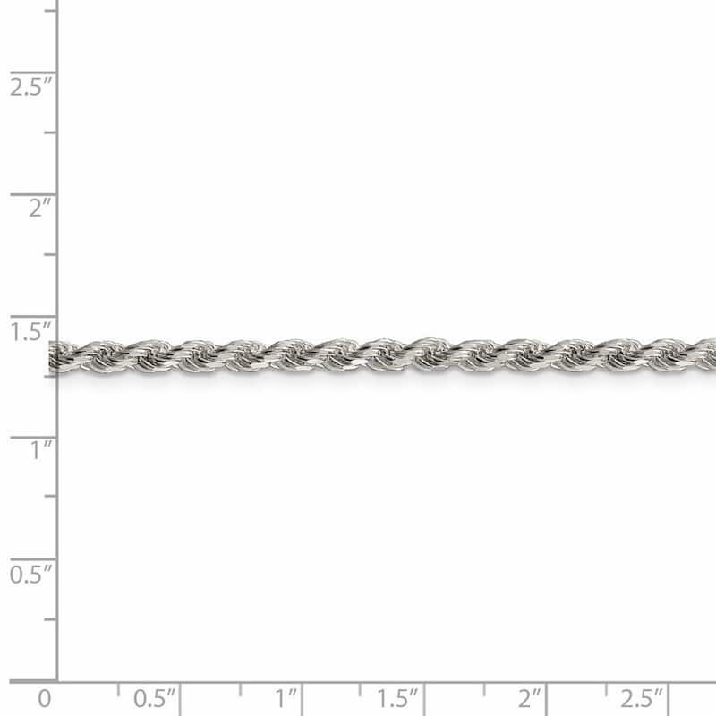 Curata 925 Sterling Silver 3mm Diamond Cut Rope Chain Necklace for men