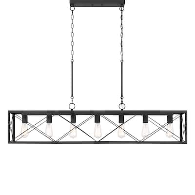 Farmhouse 7-light Linear Rectangle Chandelier - 48