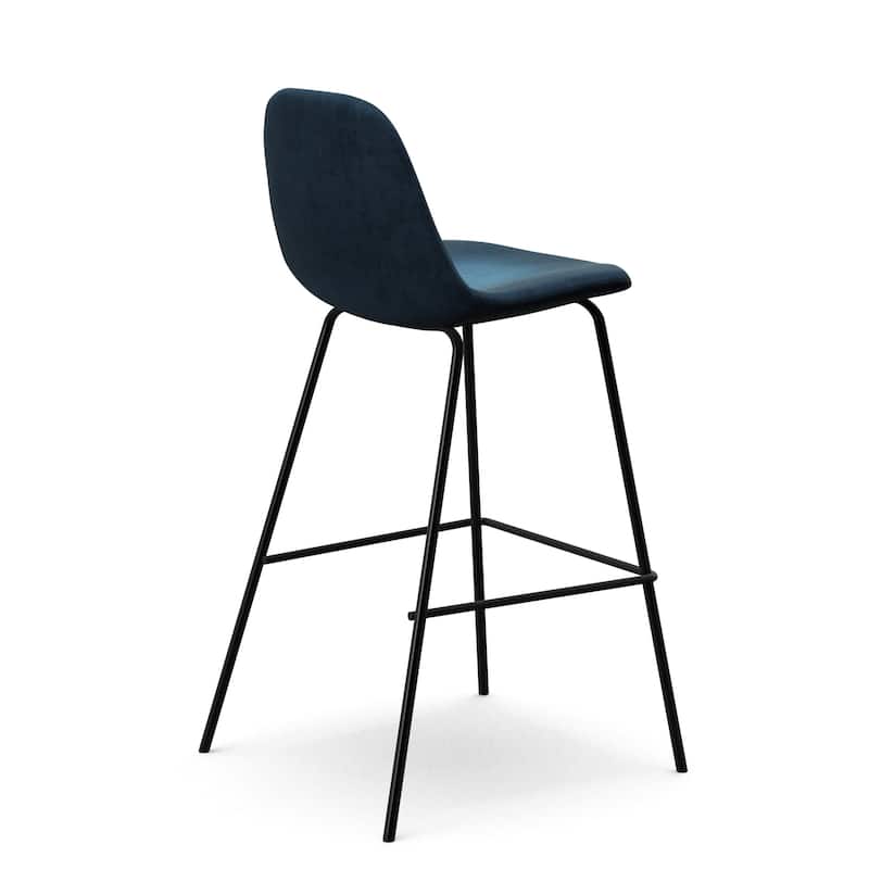 Maxine Velvet Counter Height Stools Black Legs (Set of 2)