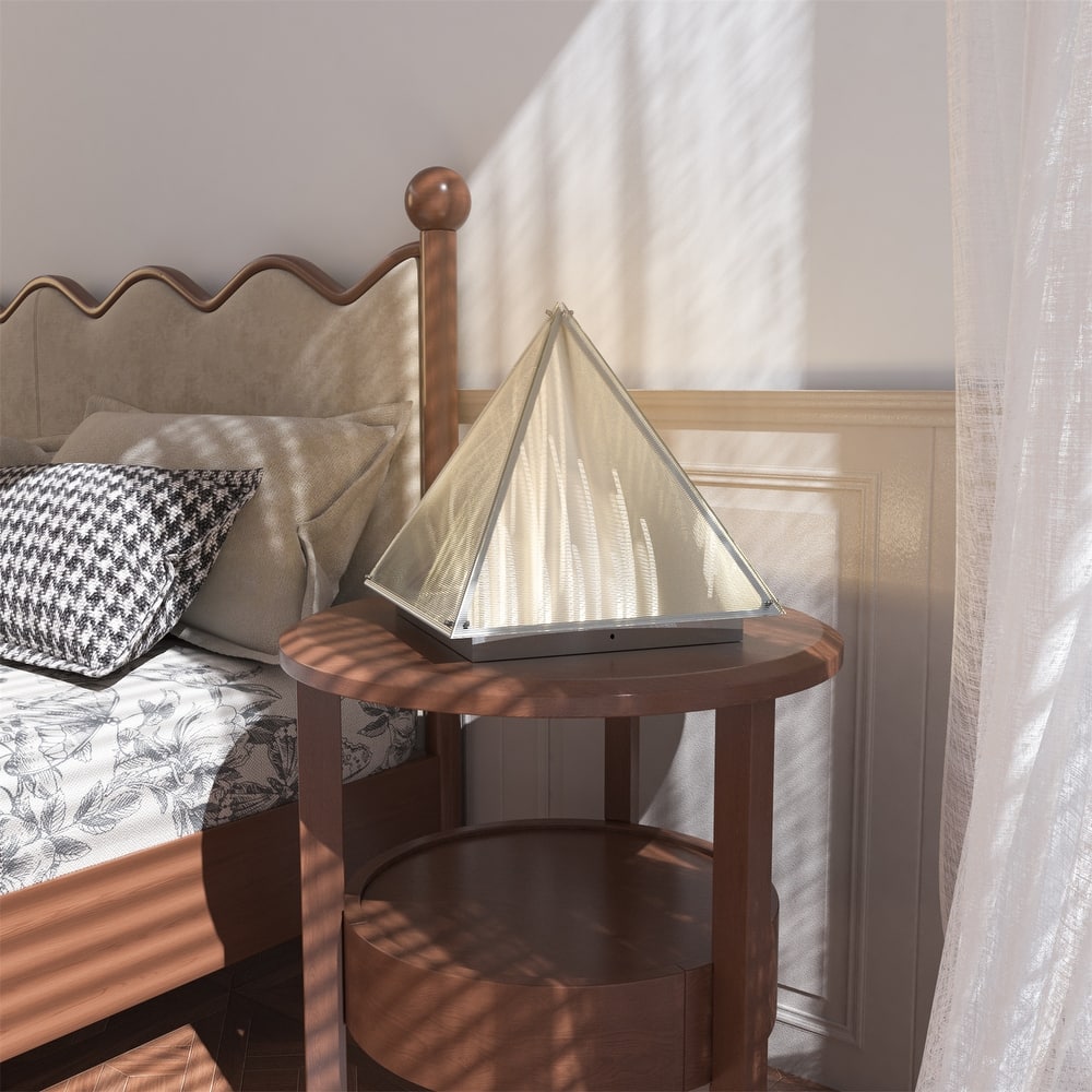 Triangular Pyramid Table Lamp with Frosted Glass Lampshade Bedside Desk Lamp