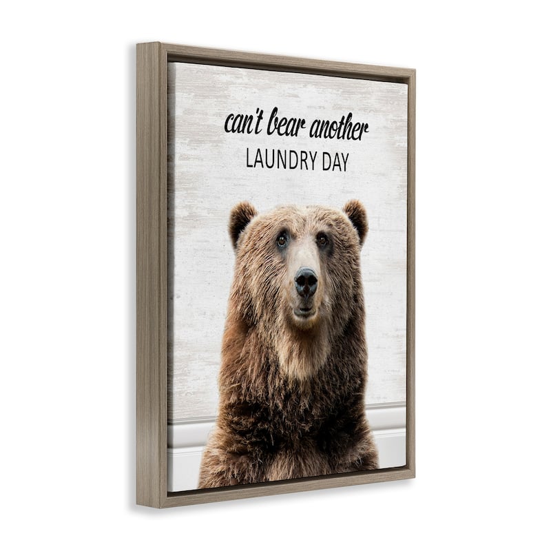 Stupell Can't Bear Another Laundry Day Framed Floater Canvas Wall Art Design By Lettered and Lined