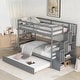 Twin over Twin Bunk Bed with Trundle and Stairway Storage in White/Grey ...