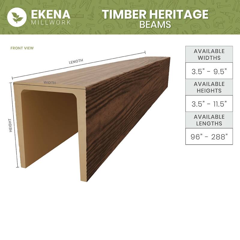 3-Sided (U-Beam) Rustic Sawn HeritageTimber Faux Wood Ceiling Beam