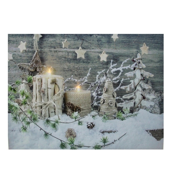 LED Lighted Country Rustic Winter Christmas Canvas Wall Art 12" x 15.75"