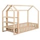 preview thumbnail 31 of 31, Modern Wood House Bed, with Fence and Detachable and Movable Storage Shelves