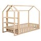 preview thumbnail 7 of 14, Twin Size Wood Kid's Bed, House Bed with Fence and Customizable Storage Shelves