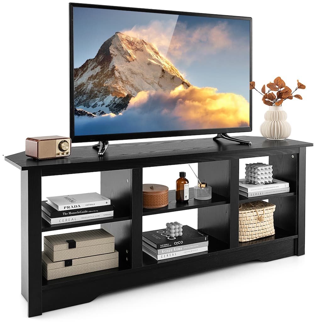 Costway 58" TV Stand with 6 Open Storage Shelves Shelf for 18 inch - See Details