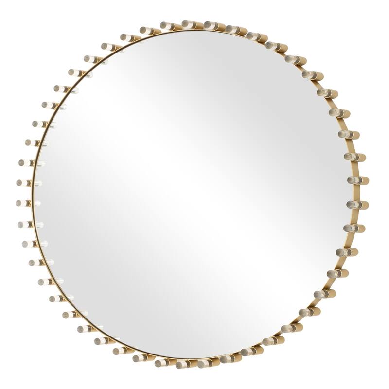 Round Iron Wall Mirror - 45.5" - Antique Brass Finish