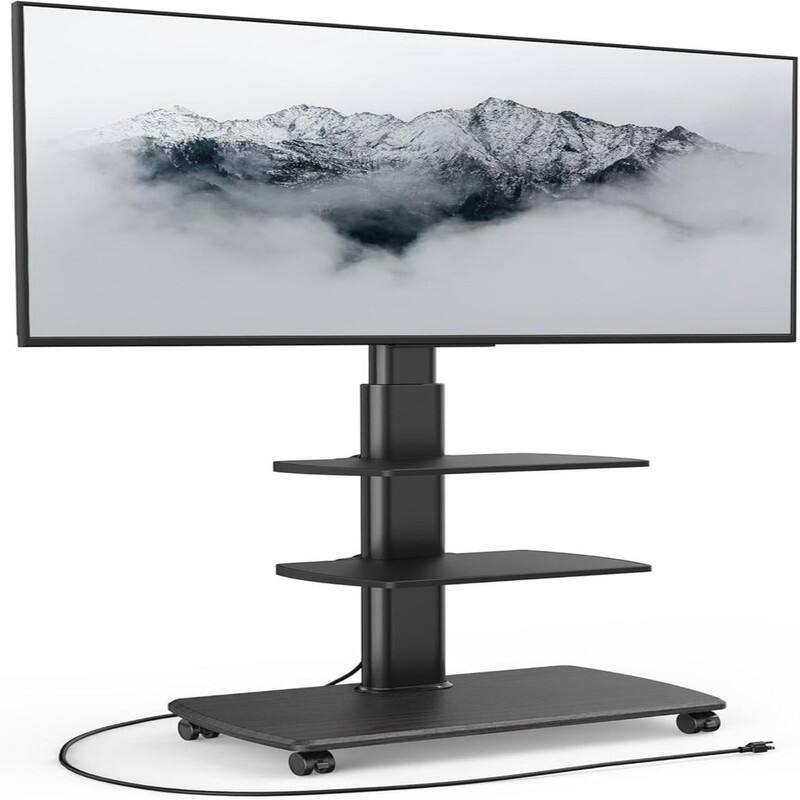 Rolling TV Stand with Power Outlets - Black