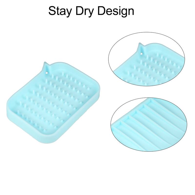 Soap Dish Soap Cleaning Storage for Home Bathroom Kitchen Silicone 2 Pcs