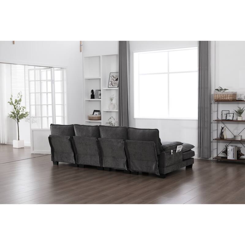 GDFStudio - U Shaped 110" Chenille Modular Cloud Sectional Couches