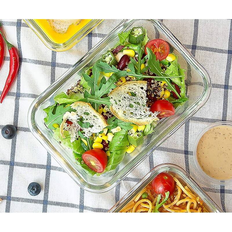 10 Pack Glass Food Storage Container with Lids