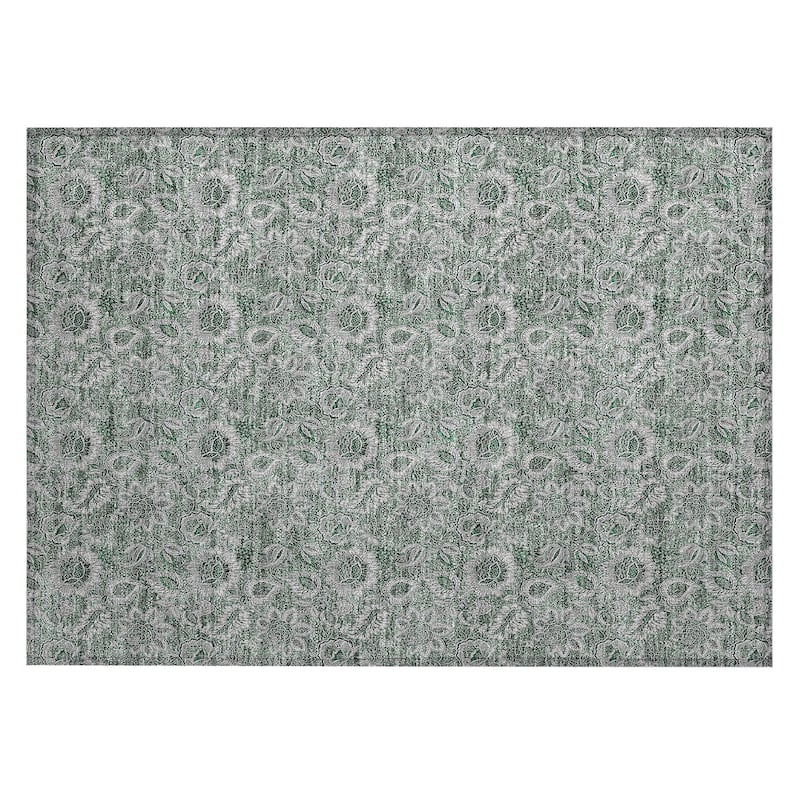 Machine Washable Indoor/ Outdoor Chantille Floral Rug