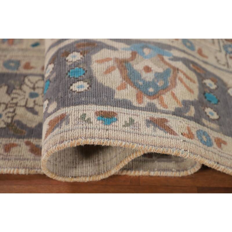 Ivory Floral Tabriz Persian Vintage Rug Handmade Wool Carpet - 6'4"x 9'6"