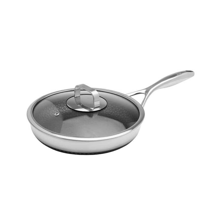 DiamondClad Hybrid Nonstick Stainless Steel Fry Pan Lid Cookware Set - 10"