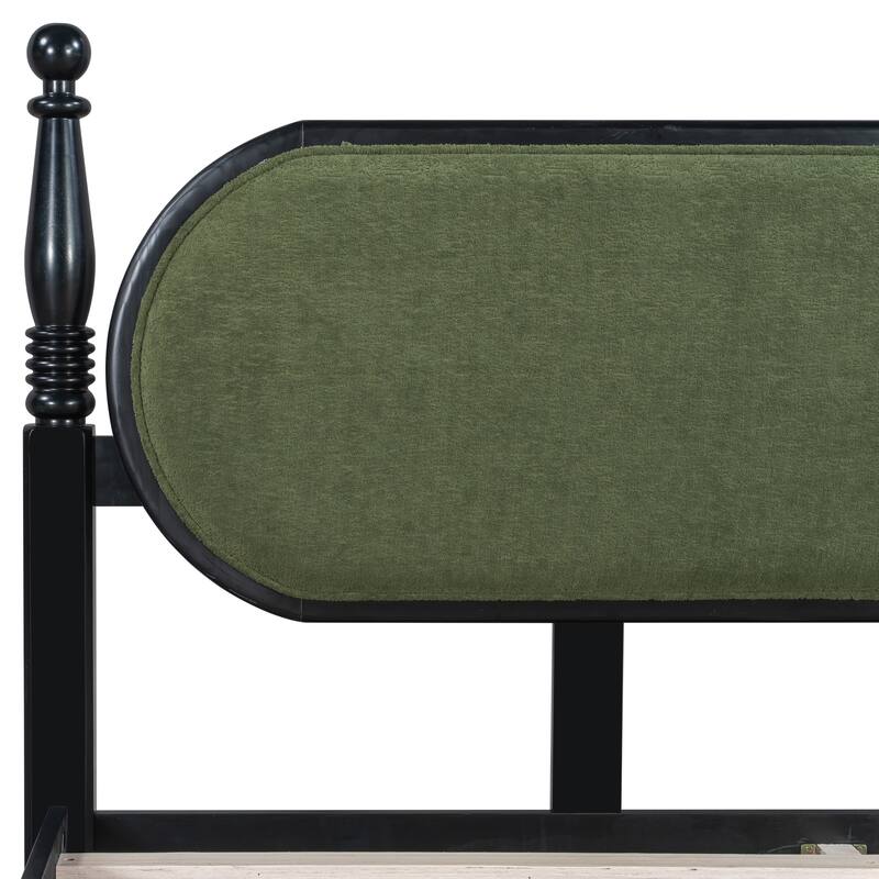 Christopher Knight Home - Alderwick Modern Upholstered Headboard Wood Low-Profile Platform Bed with Slatted Support