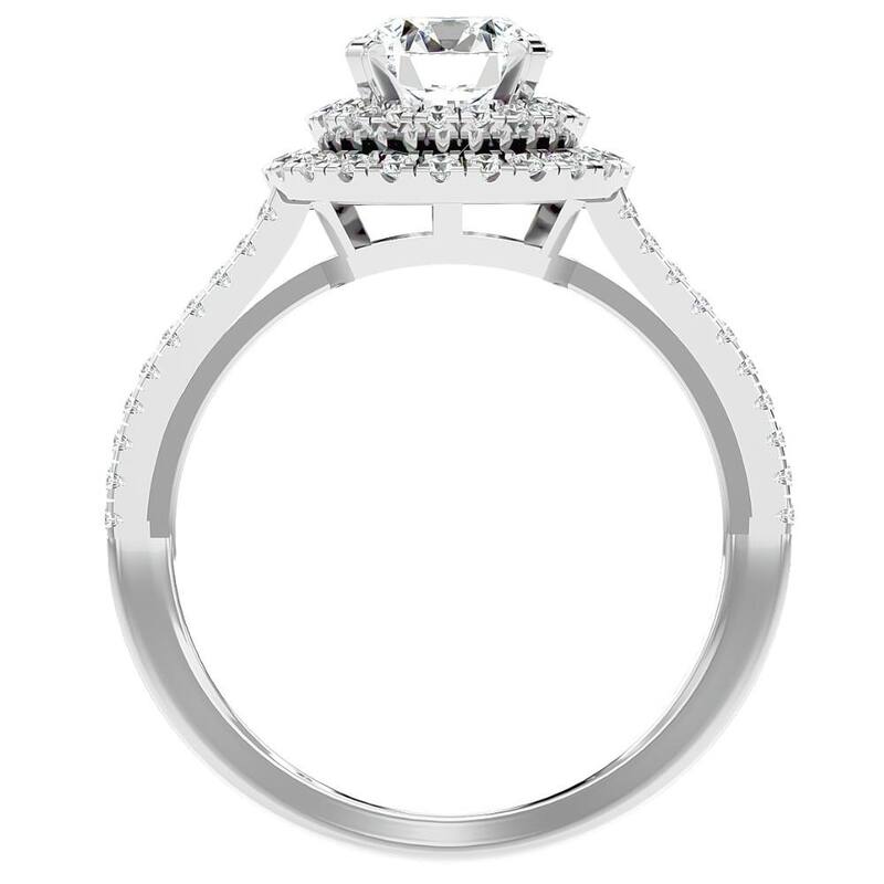 1 1/2Ct Moissanite & Diamond Double Halo Engagement Ring White Yellow Rose Gold