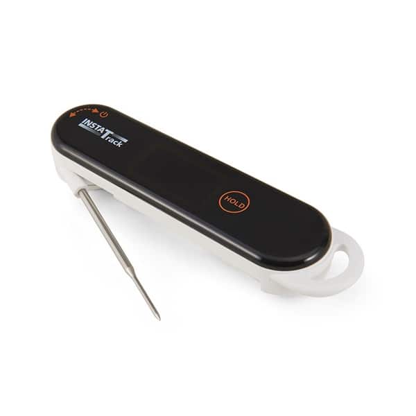 slide 2 of 4, InstaTrack Folding Digital Instant Read Meat Food Grill BBQ Kitchen Cooking Thermometer with Folding Probe, White