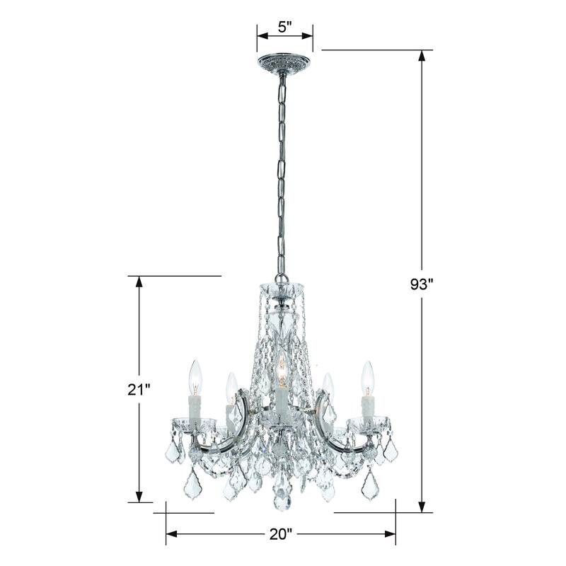Maria Theresa 5 Light Clear Crystal Chrome Mini Chandelier - 20'' W x 19'' H