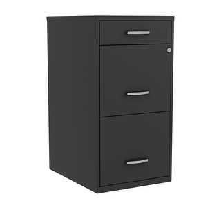 Space Solutions 18" Deep 3 Drawer Metal File Cabinet, Black