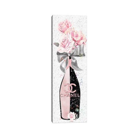 iCanvas "Rose Gold & Black CC Champagne Bottle With Blush Roses" by Pomaikai Barron Canvas Print