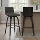 preview thumbnail 50 of 78, Skara Mid-Century Swivel Counter Stool, Upholstered Counter Height Chair with Bentwood Legs Set of 2 - Gray Faux Leather & Black