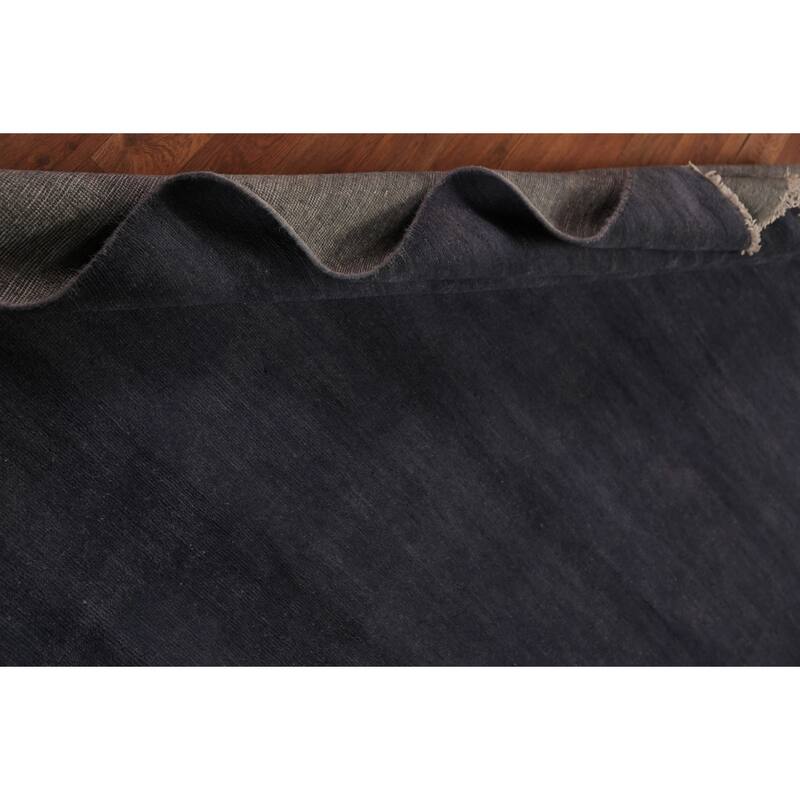 Navy Blue Gabbeh Modern Area Rug Handmade Wool Carpet - 5'6" x 7'10"