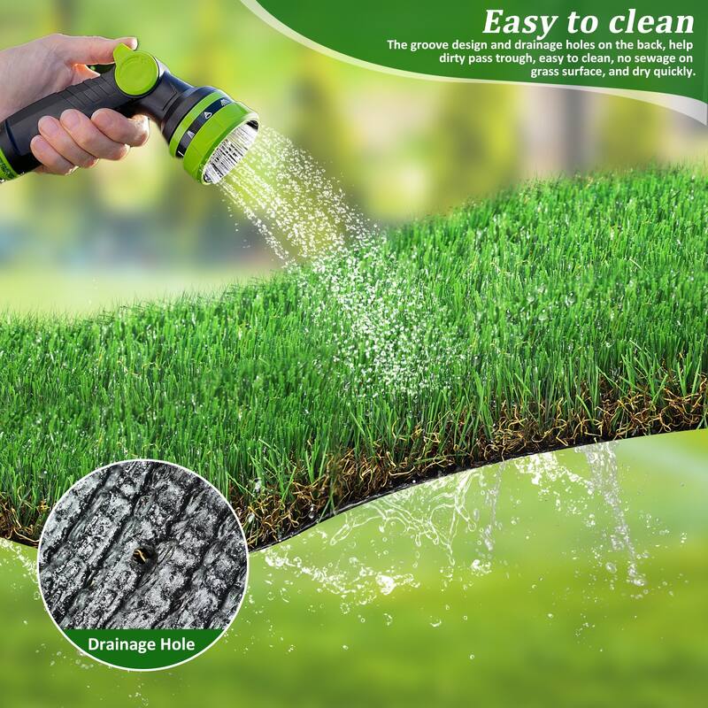 Outdoor Artificial Grass Runner Rug, Thick Grass Roll Decor Patio Balcony Garden Lawn, Dog Pets Turf Drain Mat
