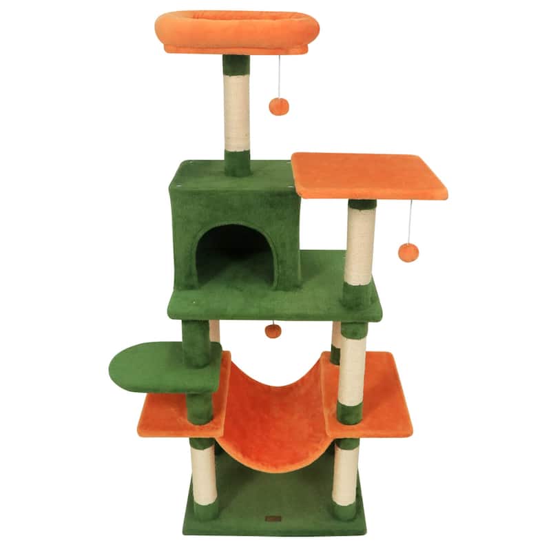Costway 58” Tall Multi-level Cat Tree with Upholstered Perch & Cat - See Details