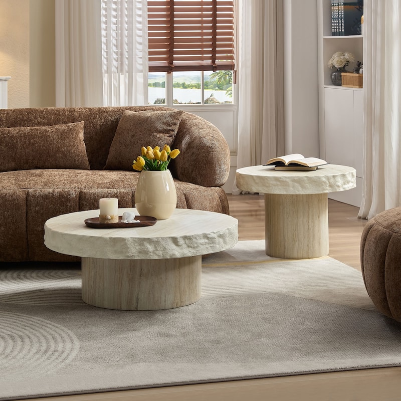 Faux MARS Textural Patterns Coffee Tables for Living Room, No Need Assembly