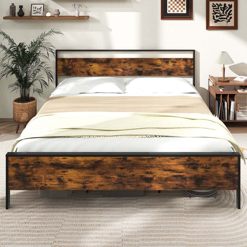 Costway Twin/Full/Queen/King Size Bed Frame with Wooden Headboard and
