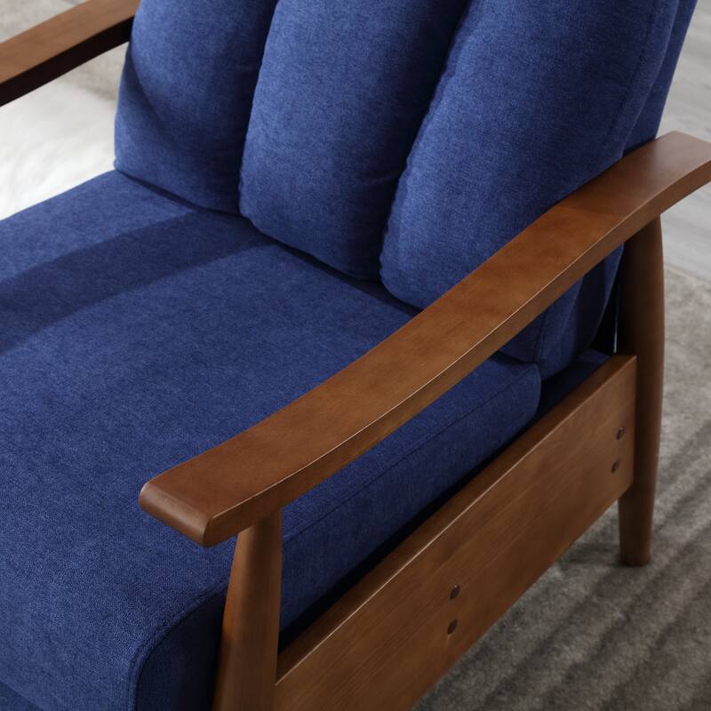 Blue Modern 26.38" Upholstered Adjustable Chaise Lounge Chair with Wood Frame for Living Room