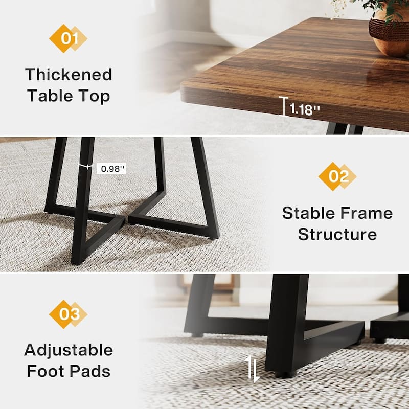 Square Dining Table for 4, 31.5" Industrial Dinner Table for Small Space