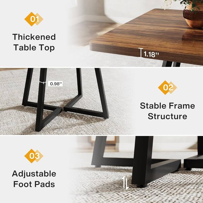Small Dining Table for 4, 31.5 Inches Industrial Dinner Table with Metal Base