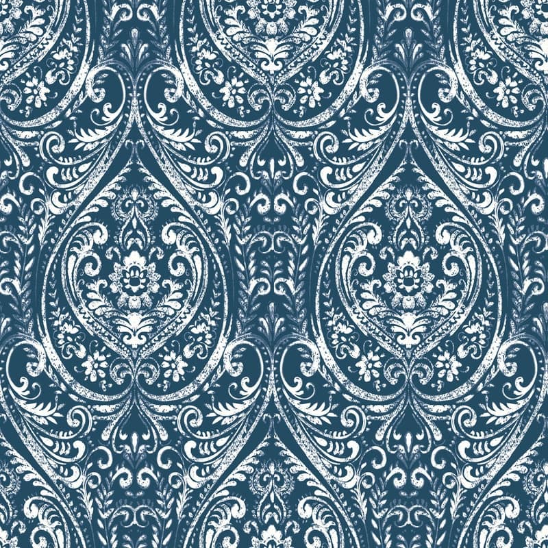 NuWallpaper Bohemian Damask Indigo Peel & Stick Wallpaper - 216in x 20.5in x 0.025in